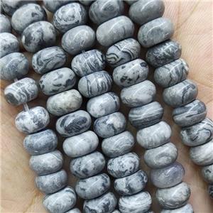 Gray Map Jasper Rondelle Beads, approx 6x10mm [GB15539-6X10MM]