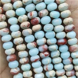 Blue Synthetic Snakeskin Jasper Beads Smooth Rondelle, approx 5x8mm [GB15544-5X8MM]