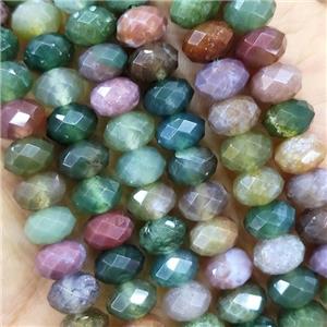 Indian Agate Beads Faceted Rondelle Multicolor, approx 4x6mm [GB15556-4X6MM]