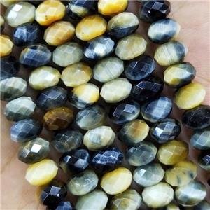 Fancy Tiger Eye Stone Beads Faceted Rondelle, approx 2x4mm [GB15558-2X4MM]