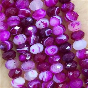 Hotpink Striped Agate Beads Faceted Rondelle, approx 4x6mm [GB15561-4X6MM]