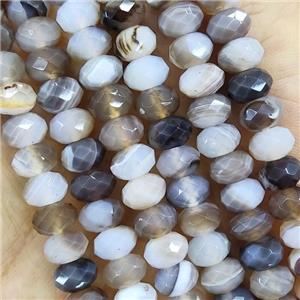 Gray Striped Agate Beads Faceted Rondelle, approx 5x8mm [GB15563-5X8MM]