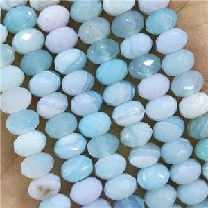 Teal Striped Agate Beads Faceted Rondelle, approx 4x6mm [GB15565-4X6MM]