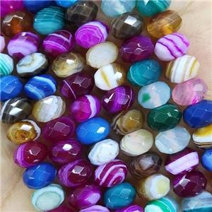 Striped Agate Beads Faceted Rondelle Mixed Color, approx 4x6mm [GB15570-4X6MM]