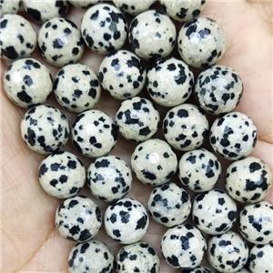 Black Dalmatian Jasper Beads Faceted Round, approx 8mm dia [GB15572-8MM]