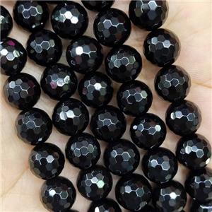 Black Onyx Agate Beads Faceted Round, approx 6mm dia [GB15573-6MM]
