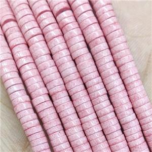 Pink Oxidative Agate Heishi Beads, approx 4mm [GB15575]