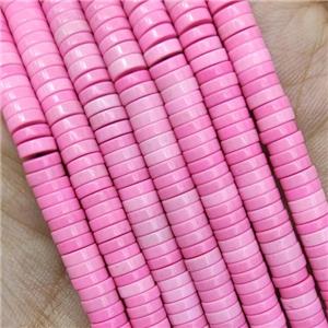 Hotpink Oxidative Agate Heishi Beads, approx 4mm [GB15576]