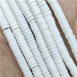 White Oxidative Agate Heishi Spacer Beads, approx 4mm [GB15601]