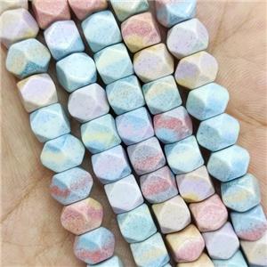 Multicolor Alashan Agate Beads Faceted Cube, approx 9-10mm [GB15603-10MM]