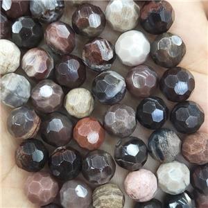 Wood Petrified Jasper Beads Multicolor Faceted Round, approx 8mm dia [GB15630-8MM]