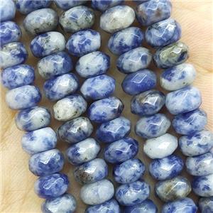 Blue Dalmatian Jasper Beads Spotted Faceted Rondelle, approx 5x8mm [GB15641-5X8MM]