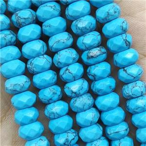 Blue Turquoise Beads Faceted Rondelle Dye, approx 5x8mm [GB15649-5X8MM]