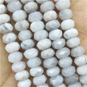 White Crazy Agate Beads Faceted Rondelle, approx 4x6mm [GB15651-4X6MM]