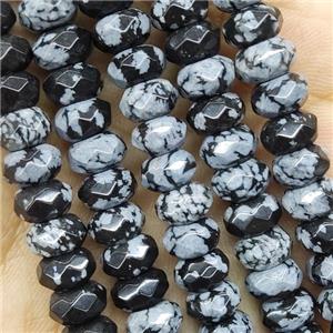 Black Snowflake Jasper Beads Faceted Rondelle, approx 5x8mm [GB15671-5X8MM]