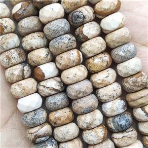 Picture Jasper Beads Faceted Rondelle, approx 6x10mm [GB15676-6X10MM]
