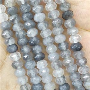 Gray Cloudy Quartz Beads Faceted Rondelle, approx 4x6mm [GB15683-4X6MM]