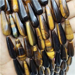 Natural Tiger Eye Stone Teardrop Beads, approx 10-30mm, 13pcs per st [GB15698]