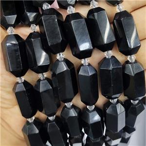 Black Tourmaline Beads Prism, approx 13-27mm, 12pcs per st [GB15718]