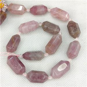 Natural Madagascar Rose Quartz Beads Pink Prism, approx 13-27mm, 12pcs per st [GB15725]