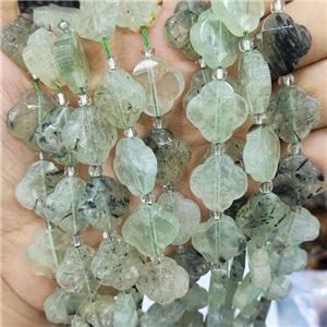 Prehnite Beads Clover Green, approx 17mm, 19pcs per st [GB15733]