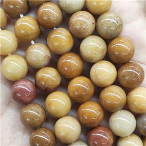 Natural Chinese Gold Jade Beads Smooth Round, approx 8mm [GB15750-8MM]