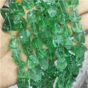 Green Glass Beads Freeform Rough, approx 10-18mm [GB15769]