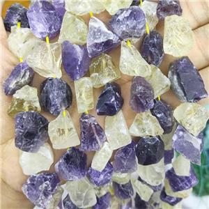 Lemon Quartz And Amethyst Nugget Beads Freeform Rough, approx 10-18mm [GB15771]