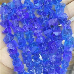Blue Crystal Glass Nugget Beads Freeform Rough, approx 10-18mm [GB15805]