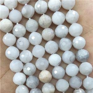Natural White Crazy Agate Beads Faceted Round, approx 6mm dia [GB15836-6MM]