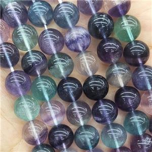 Natural Fluorite Beads Round Smooth Multicolor, approx 8mm dia [GB15851-8MM]