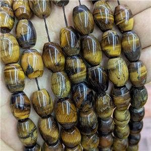 Natural Tiger Eye Stone Barrel Beads, approx 12-16mm [GB15867]