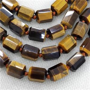 Tiger Eye Stone Column Beads Faceted, approx 12-16mm [GB15876]