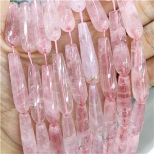 Natural Pink Rose Quartz Beads Faceted Teardrop, approx 10x40mm, 10pcs per st [GB15905]