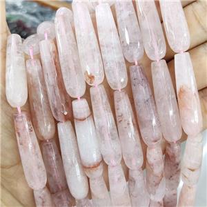 Natural Pink Crystal Quartz Beads Faceted Teardrop, approx 10x30mm, 13pcs per st [GB15910-10X30MM]
