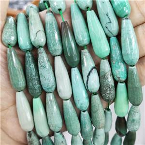 Green Grass Agate Beads Faceted Teardrop, approx 10x30mm, 13pcs per st [GB15924]
