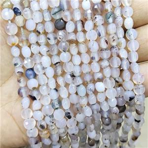 Heihua Agate Beads Faceted Coin White, approx 6mm [GB15956]