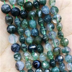 Green Moss Agate Beads Faceted Coin, approx 6mm [GB15958]