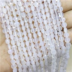 Natural White Agate Beads Faceted Coin, approx 6mm [GB15959]