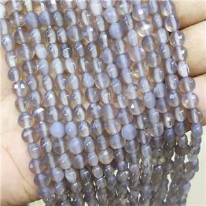 Natural Gray Agate Beads Faceted Coin, approx 6mm [GB15960]
