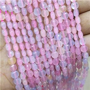 Pink Jade Beads Faceted Coin Dye, approx 6mm [GB15961]