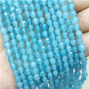 Aqua Jade Beads Faceted Coin Dye, approx 6mm [GB15962]