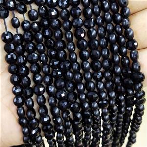 Black Jade Beads Faceted Coin Dye, approx 6mm [GB15963]