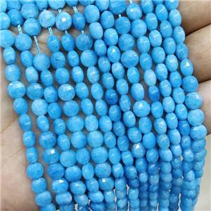 Black Jade Beads Faceted Coin Dye, approx 6mm [GB15965]