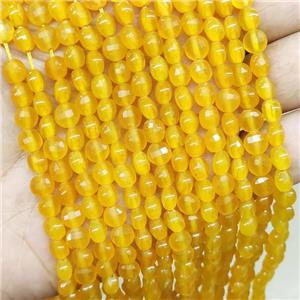 Yellow Jade Beads Faceted Coin Dye, approx 6mm [GB15967]