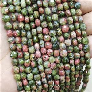 Unakite Beads Faceted Coin Green, approx 6mm [GB15969]