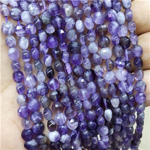 Purple Amethyst Beads Faceted Coin, approx 6mm [GB15972]
