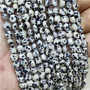Black Dalmatian Jasper Beads Faceted Coin, approx 6mm [GB15984]