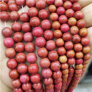 Red Wood Lace Jasper Beads Smooth Round Dye, approx 4mm dia [GB15987-4MM]