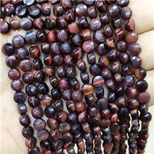 Red Tiger Eye Stone Circle Beads Faceted, approx 6mm [GB15996]